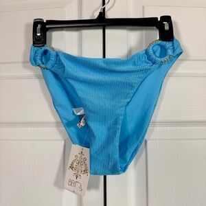 Becca Monte Carlo‎ Gracie Rib Hipster Bikini Bottom oasis blue LARGE